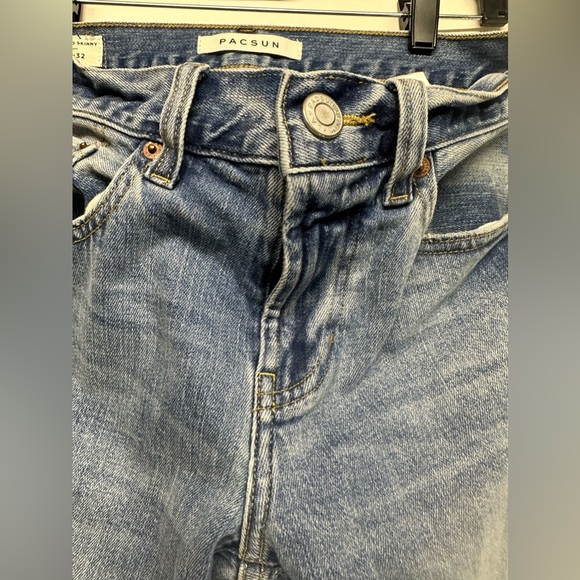 PACSUN Light Wash‎ BLUE Stacked Skinny Denim Jeans 28x32 - Picture 5 of 8